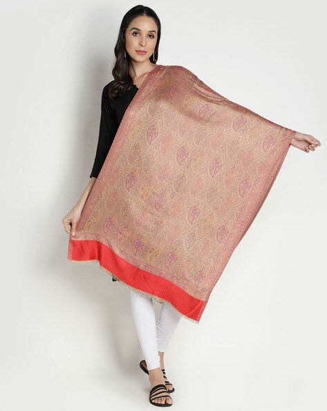Leaf Print Stole with Fringes Price in India