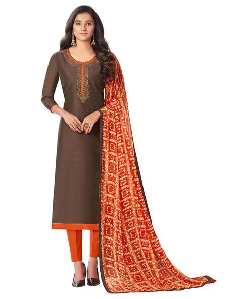 Embellished Unstitched Dress Material Price in India