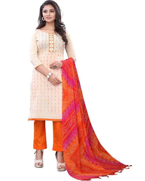 Indian Print Unstitched Dress Material Price in India