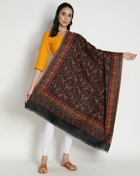 Paisley Print Shawl with Fringes Price in India