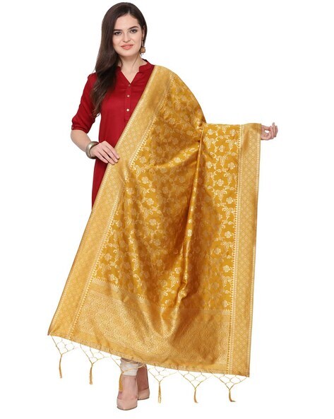 Floral Pattern Dupatta with Fringes Price in India