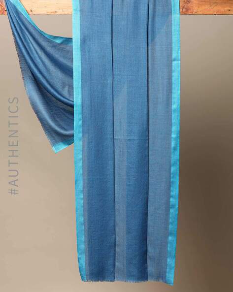 Fine Wool Silk Shawl with Contrast Border Price in India