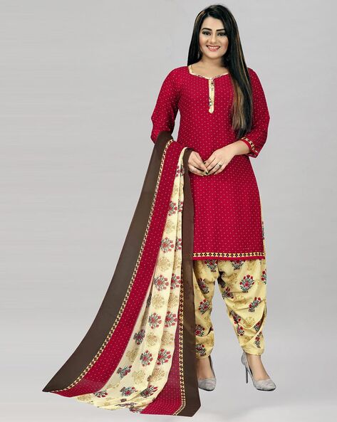 Printed 3-piece Unstitched Dress Material Price in India