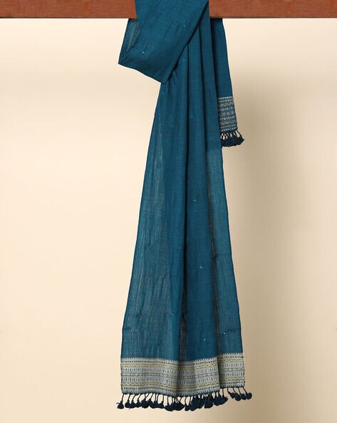 Kutch Embellished Handloom Pure Silk Wool Tassel Shawl 80" x 24" Price in India