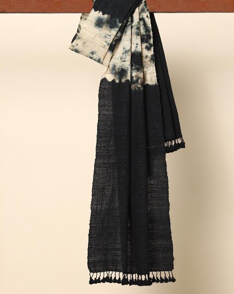 Kutch Handloom Shibori Tie & Dye Wool Tassel Shawl Price in India