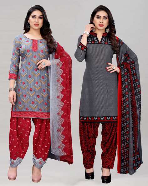 Geometric Printed Unstitched Dress Material Price in India