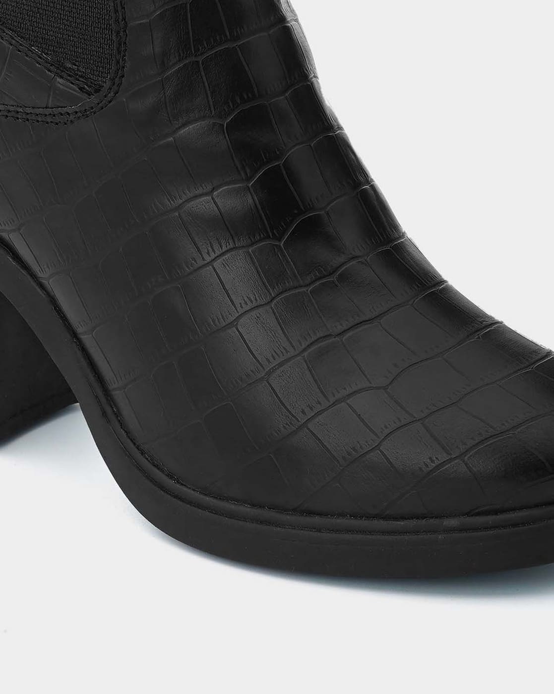 croc effect ankle boots