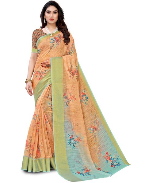 Buy Orange Sarees for Women by SATRANI Online