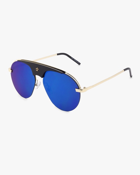 Amazon.com: Dweebzilla Slim Classic Casual Oval Round Luxury Aviator  Sunglasses (Gold & Black Frame, Yellow Lenses) : Clothing, Shoes & Jewelry