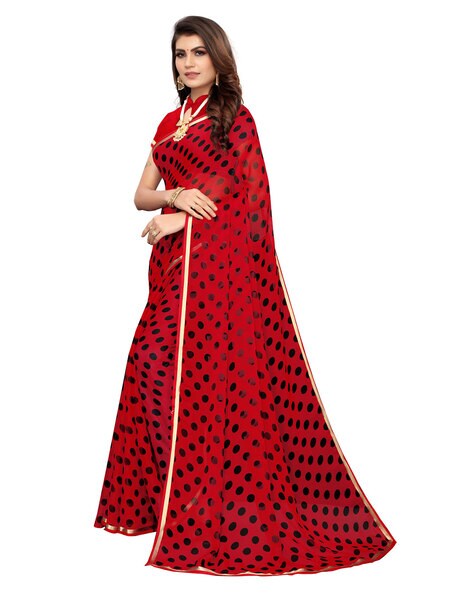 Buy Pbs Prints Polka Print Bollywood Satin, Georgette White, Black Sarees  Online @ Best Price In India | Flipkart.com