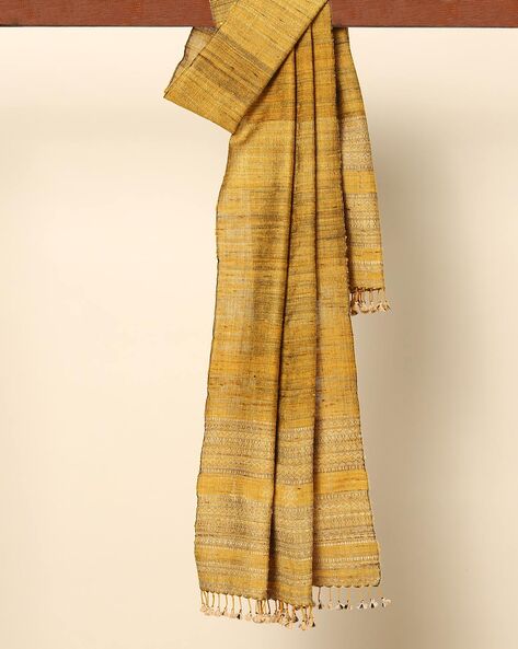 Kutch Handloom Pure Silk Wool Tassel Shawl 80" x 24" Price in India