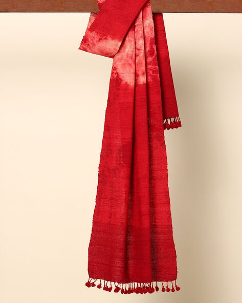 Kutch Handloom Shibori Tie & Dye Print Wool Tassel Shawl 80" x 24" Price in India