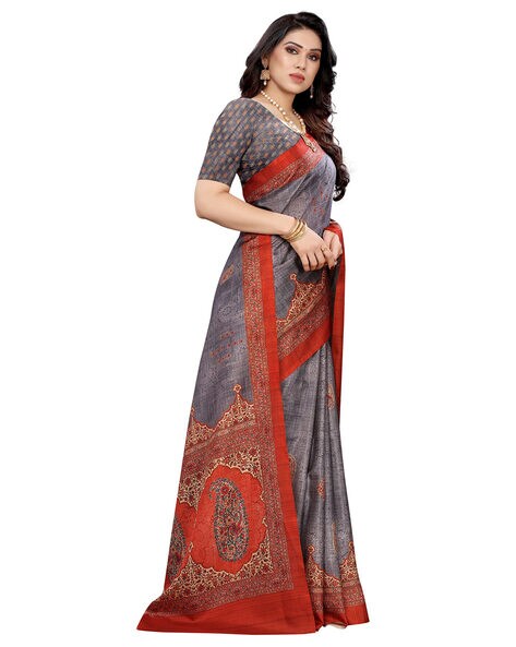 Buy Grey Sarees for Women by SATRANI Online