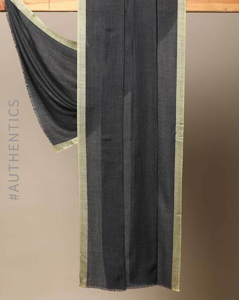 Fine Wool Silk Shawl with Contrast Border Price in India