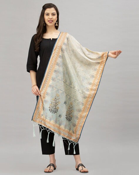 Floral Print Dupatta with Tassel Price in India