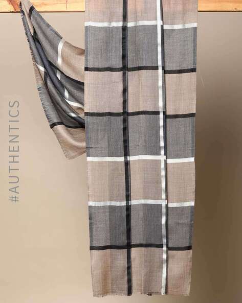Wool Silk Checked Small Shawl Price in India