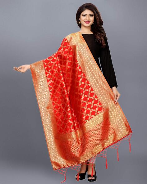 Woven Pattern Dupatta with Tassels Price in India