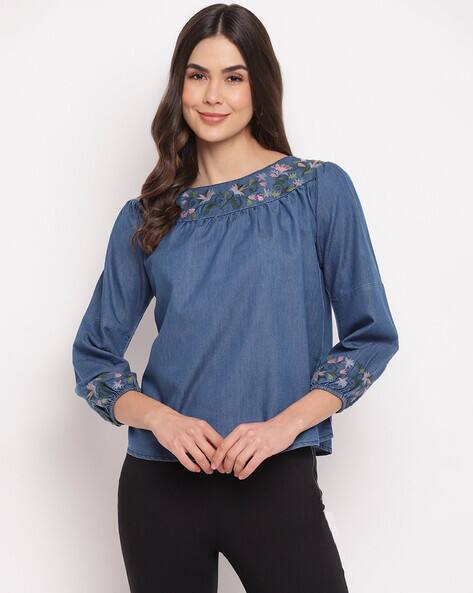 Buy Blue Tops for Women by Mayra Online 