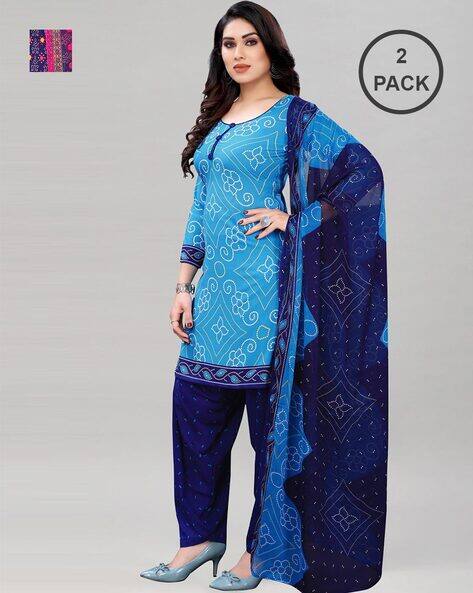 Buy Blue & Purple Dress Material for Women by SATRANI Online | Ajio.com