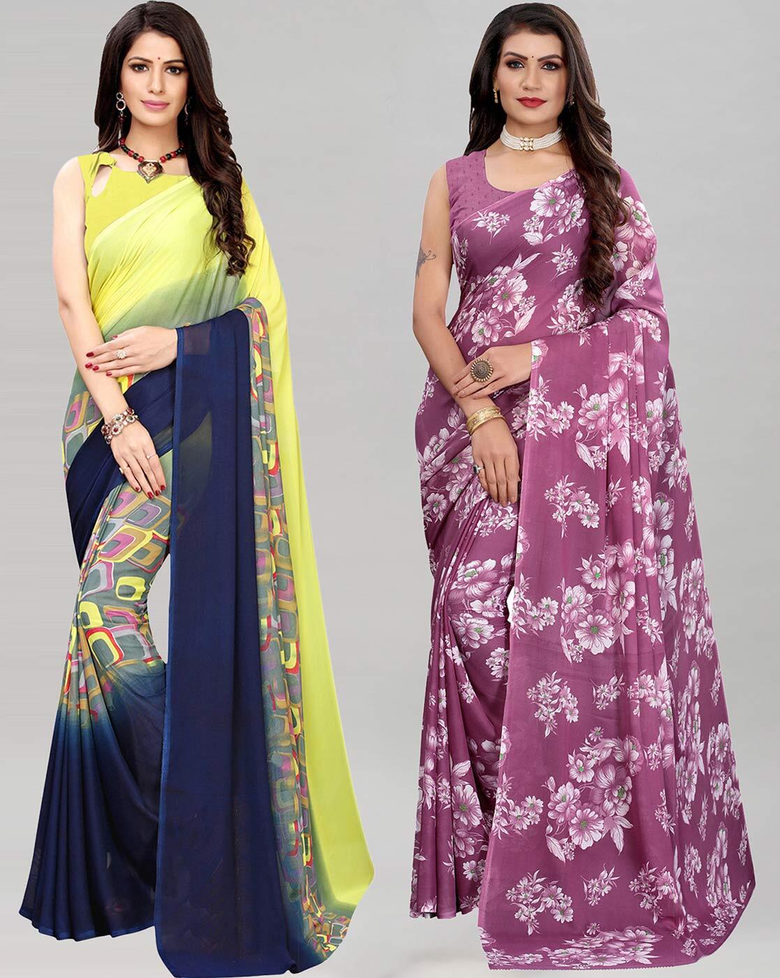 Plain Sarees Party Wear Saree For Women | Daily Wear Sarees Below 500 |  Organza Saree