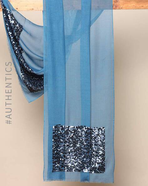 Sequin Embellished Wool Silk Shawl Price in India