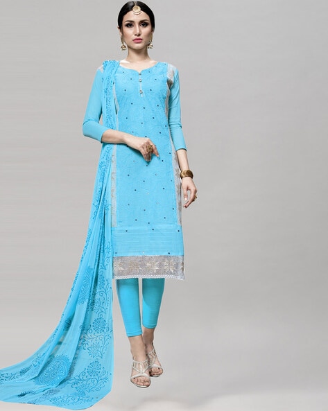 Embellished 3-Piece Unstitched Dress Material Price in India