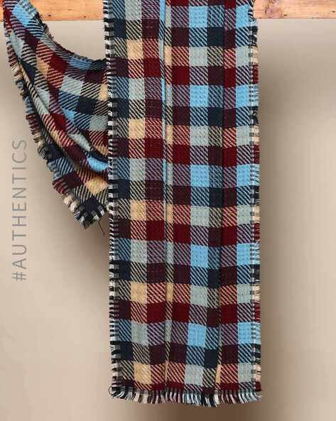 Checked Wool Blend Reversible Shawl Price in India