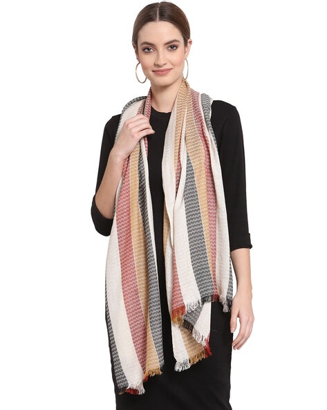 Stripes Scarf with Fringes Price in India