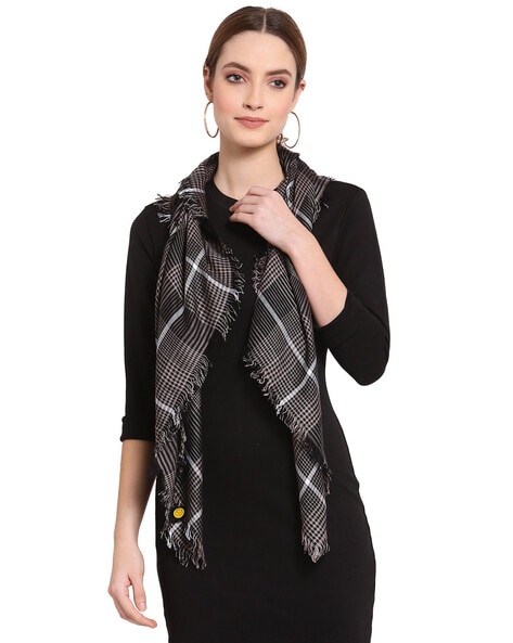 Checked Scarf with Fringes Price in India
