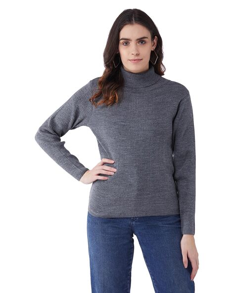 Grey Turtleneck Sweaters for Women