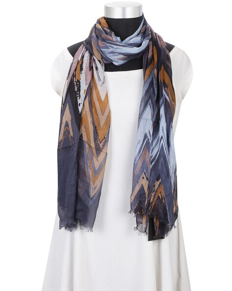 Print Scarf with Frayed Hem Price in India