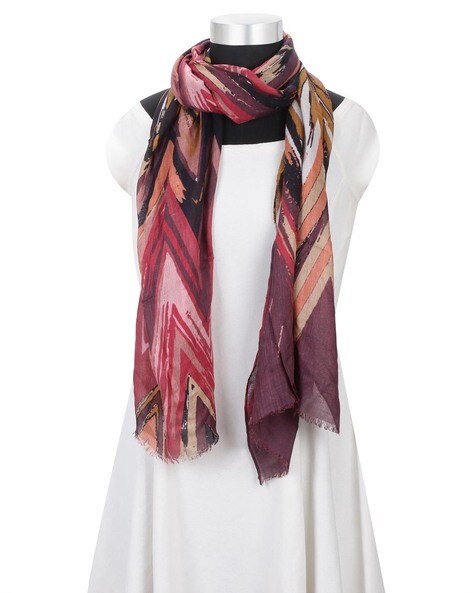 Print Scarf with Frayed Hem Price in India