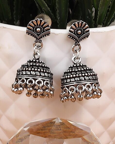 Silver colour jhumkas on sale online