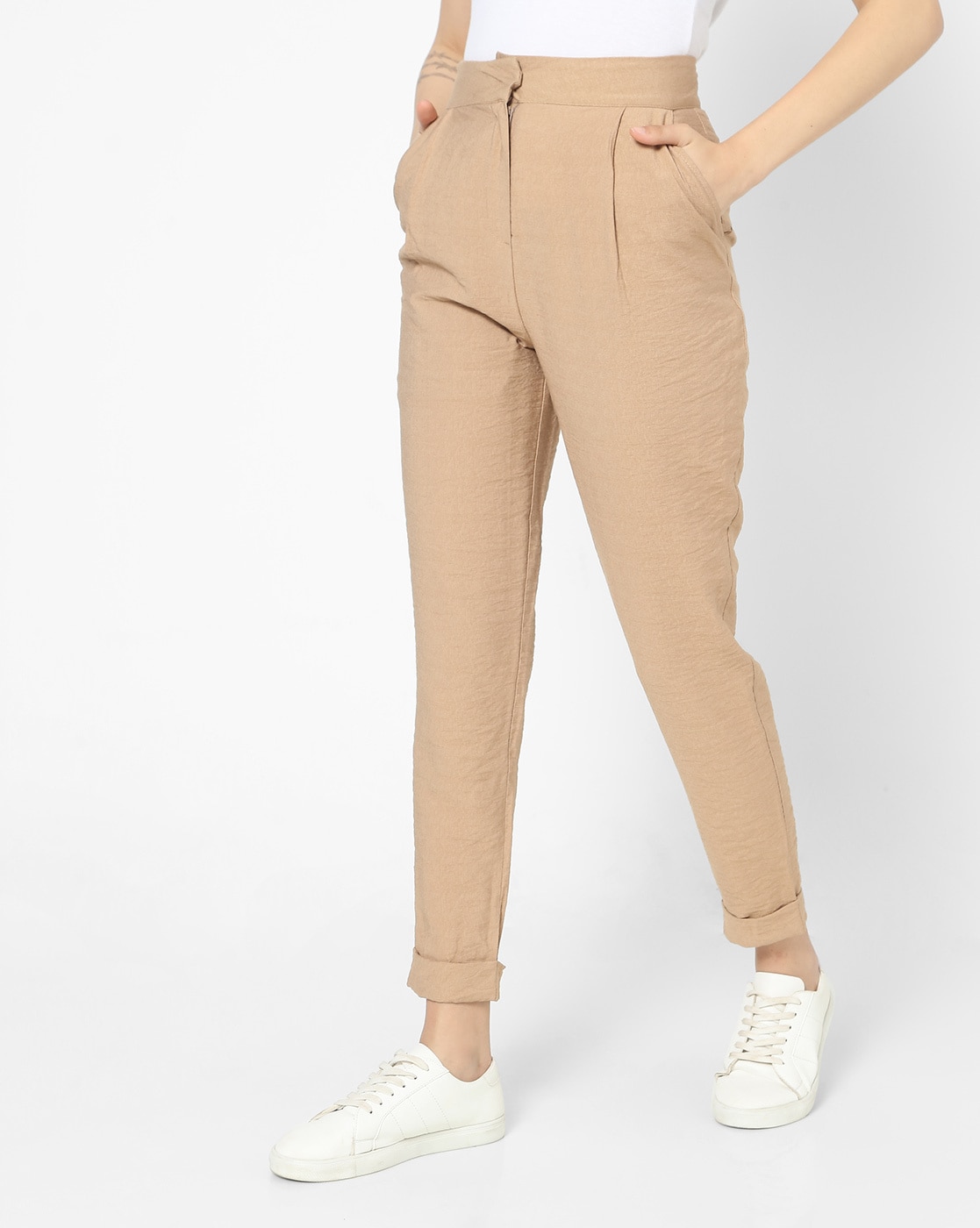 Buy Light Brown Trousers & Pants for Women by Sateen Online | Ajio.com