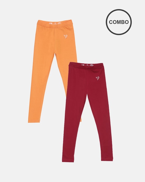 Buy Red & Orange Leggings for Girls by Twin Birds Online