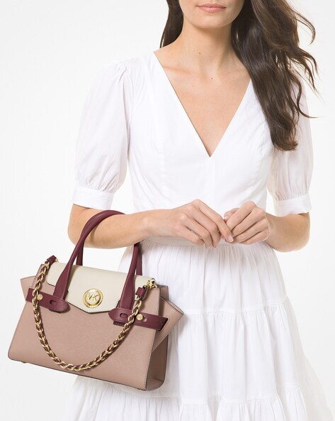 Carmen large saffiano hot sale leather belted satchel