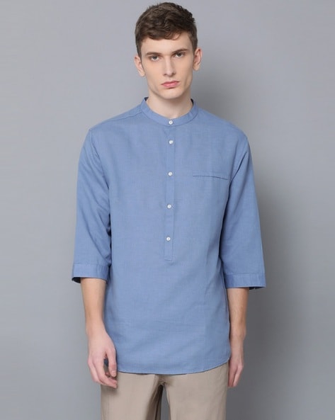 band collar button down