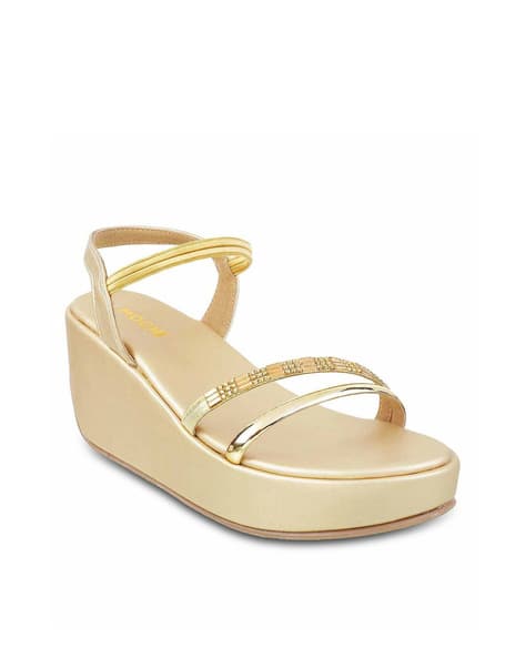 Buy Gold-toned Heeled Sandals for Women by Mochi Online | Ajio.com