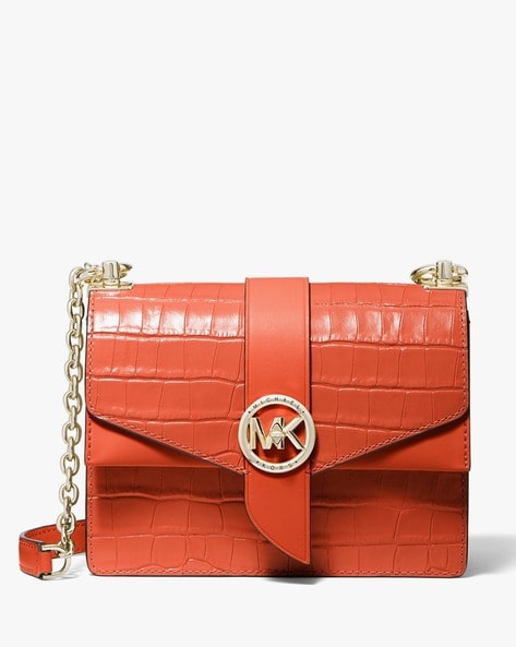 Michael Kors Greenwich Small Leather Convertible Crossbody Bag in Crimson  Red