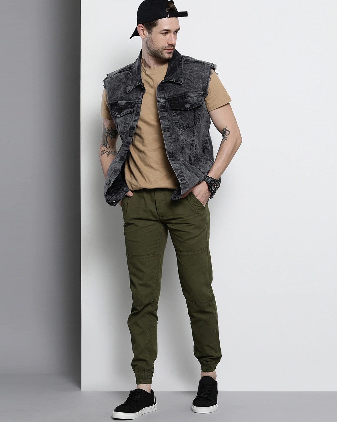 Buy Olive Green Trousers & Pants for Men by The Indian Garage Co