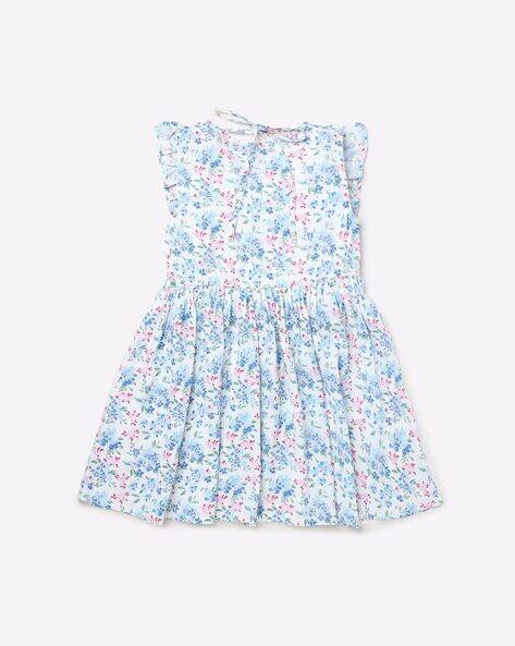 Floral Print A-line Dress with Ruffled Panels view 2