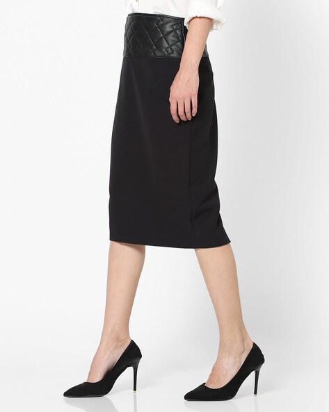 Black knee length skirts online sale