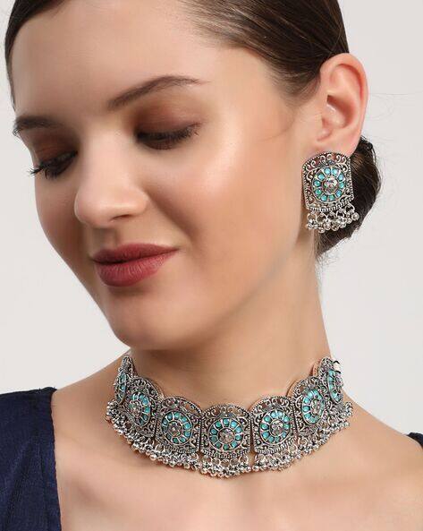 Buy Silver-Toned \u0026 Blue 