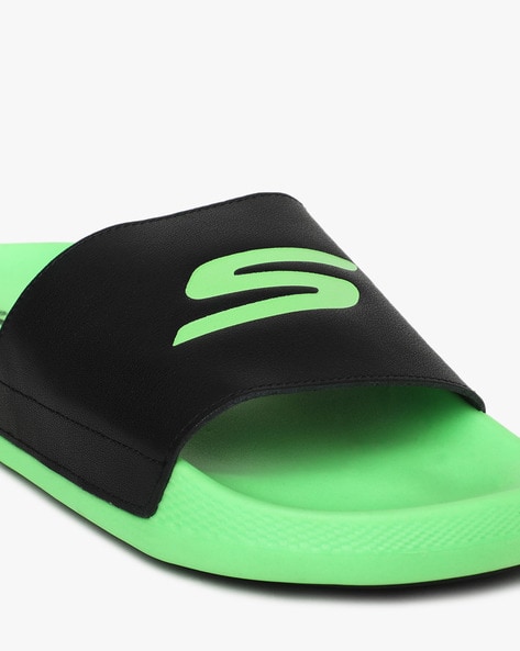 Buy Black & Green Flip Flop & Slippers for Men by Skechers Online