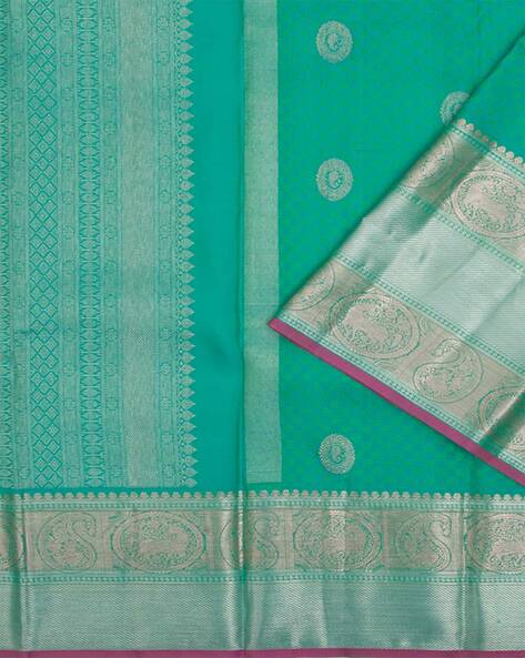 Kanchipuram Silk Tissue Geometric Brocade Violet Saree | Kankatala