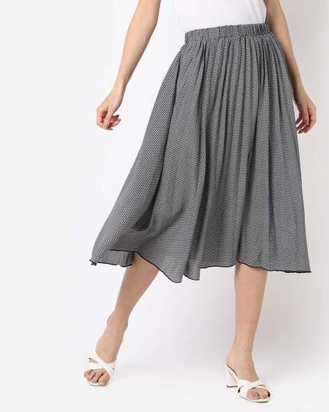 Melange grey midi skirt for Women