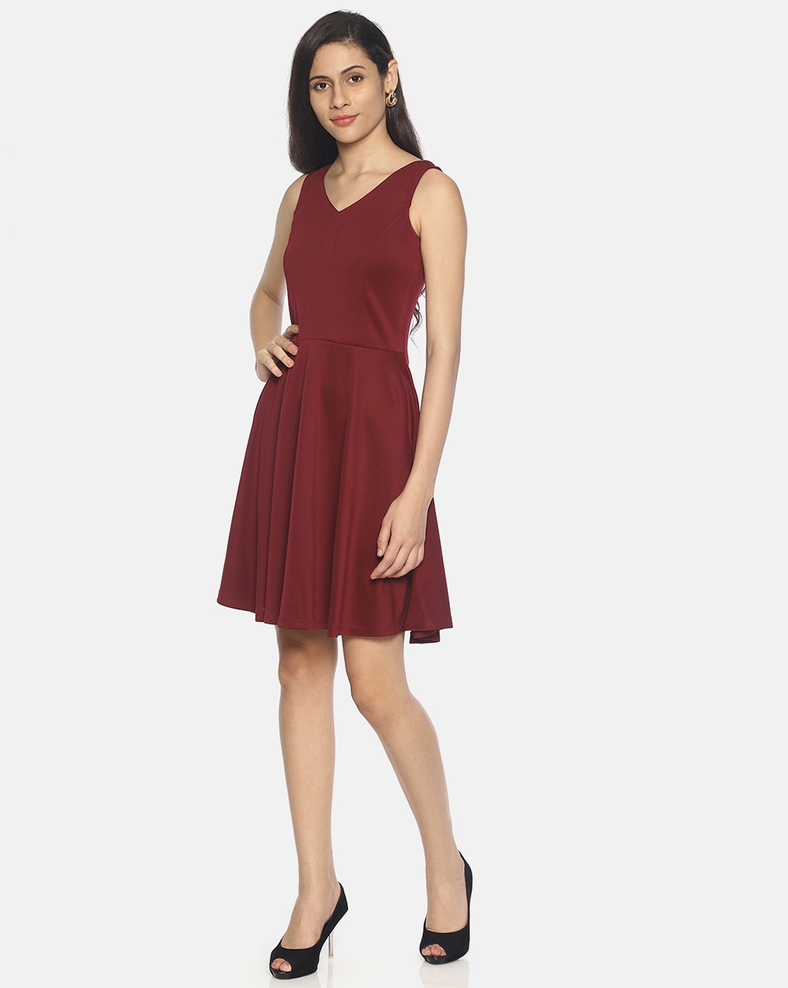 AAYU Women A-line Maroon, White Dress - Price History