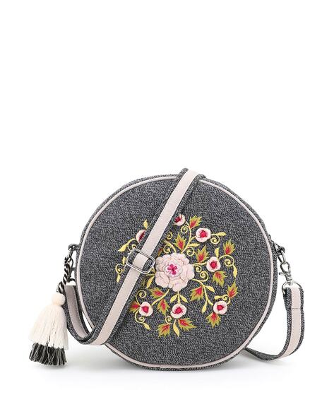 Buy Anekaant Ghoomar Floral Embellished Cotton Canvas Sling Bag Online at  desertcartINDIA