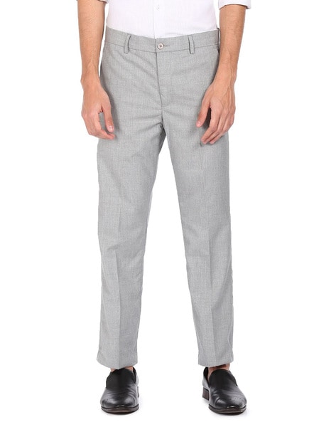 Buy Men Grey Textured Slim Fit Formal Trousers Online - 764700 | Peter  England