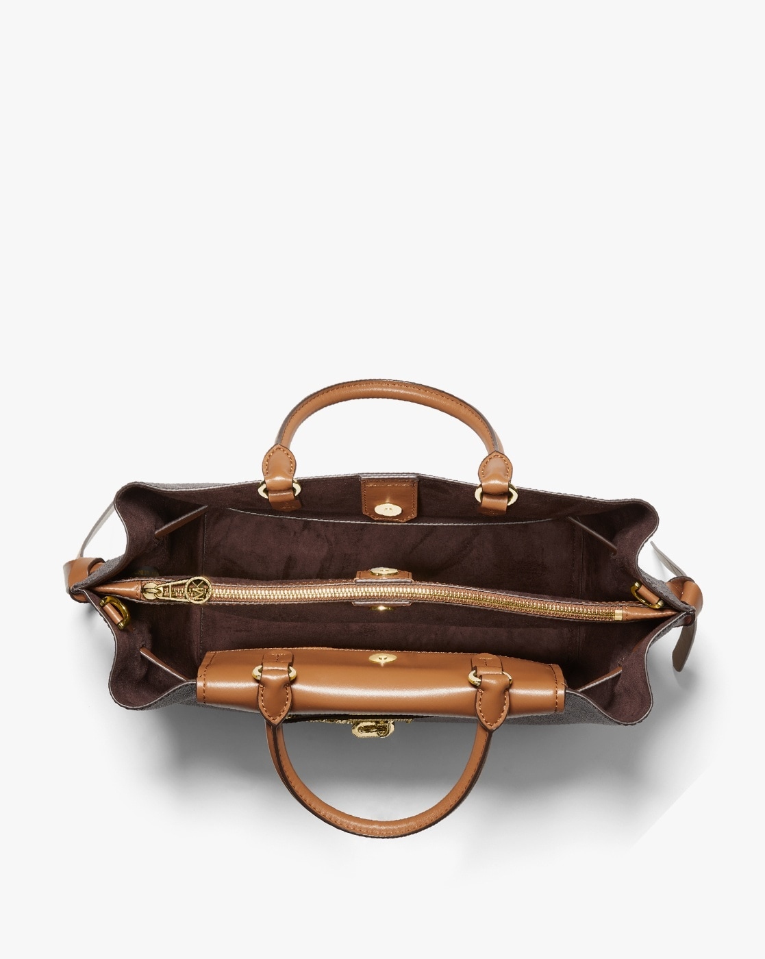 Michael Kors Hamilton Medium Satchel — Brown logo/Luggage — shoemaster
